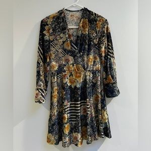 Zara Floral Burnout Velvet Mini Dress, Size 4